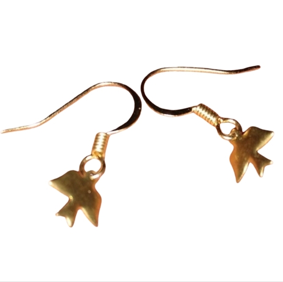 Dove Bird Mini Earrings Swallows Brass Charm Little Dangle Charms KATTA Handmade - Picture 1 of 8